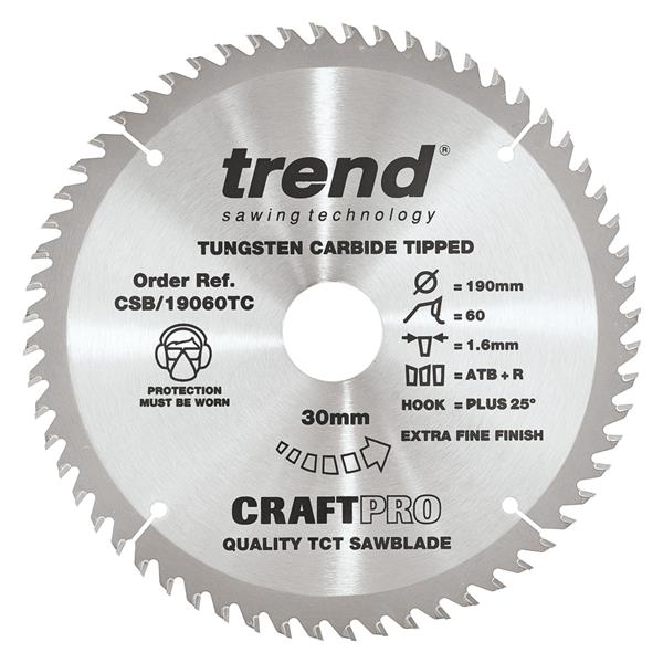 TrendCraft saw blade 190mm x 60 teeth x 30 x 1.55 for DCS575 CSB/19060TC