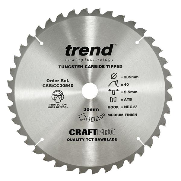 TrendCraft saw blade 305mm x 84 teeth x 30mm aluminium and plastic CSB/AP30584