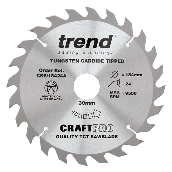 TrendCraft saw blade 184mm x 24 teeth x 16mm thin crosscut CSB/CC18424T