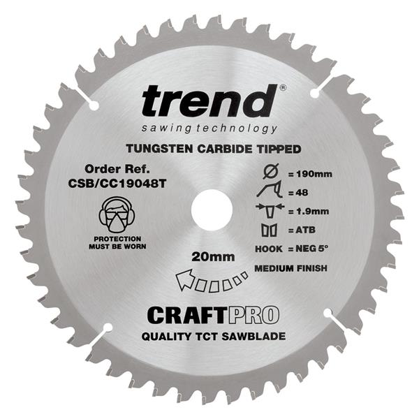 TrendCraft saw blade 190mm x 48 teeth x 30mm crosscut CSB/CC19048