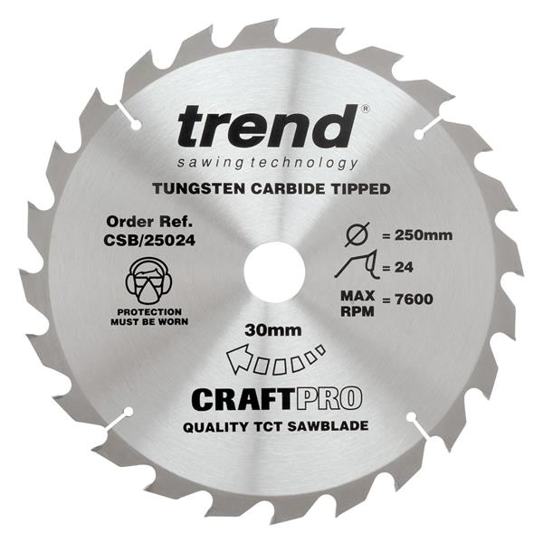TrendCraft saw blade crosscut 254mm x 60 teeth x 30mm thin CSB/CC25460T