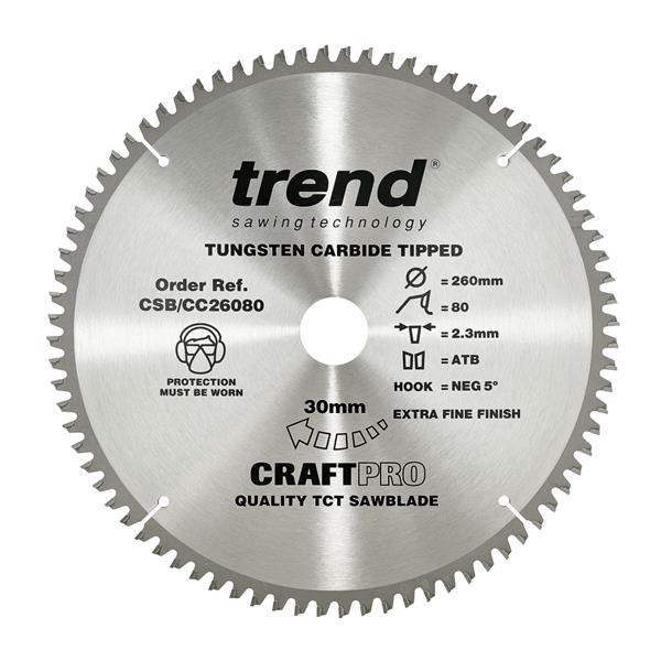 TrendCraft saw blade crosscut 260mm x 24 teeth x 30mm CSB/CC26024