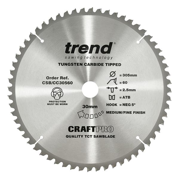 TrendCSB/CC30560 - Craft saw blade crosscut 305mm x 60 teeth x 30mm
