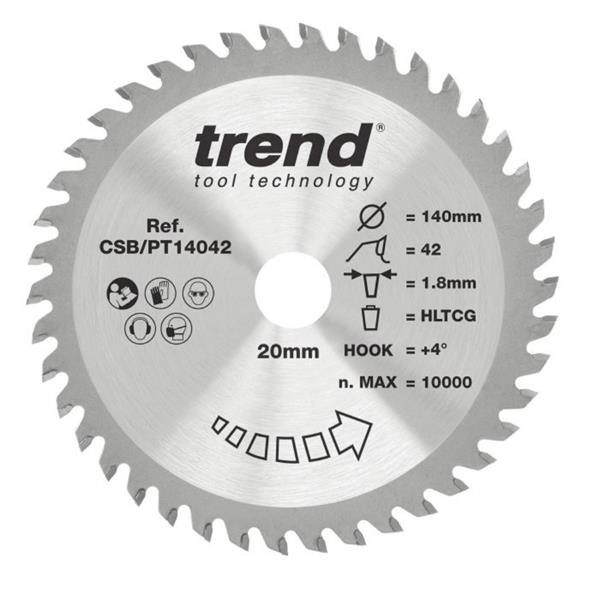 TrendCraft saw blade 140mm x 42 teeth x 20 fine finish CSB/PT14042
