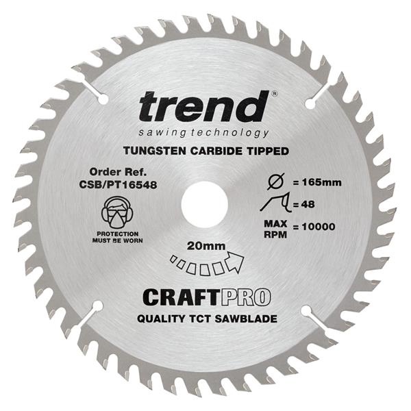 TrendCraft saw blade 165mm x 48 teeth x 20mm fine finish for plunge saws CSB/PT16548