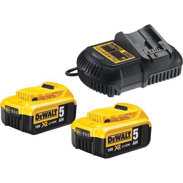 DewaltDCB115P2 18v 5Ah Li-Ion XR Slide Battery x 2 Pack + DCB115 Charger