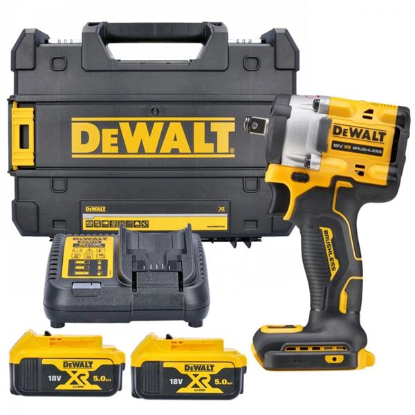 DewaltDCF921P2T 18V XR Brushless 1/2" MID-TORQUE Impact Wrench Kit (2x5Ah)