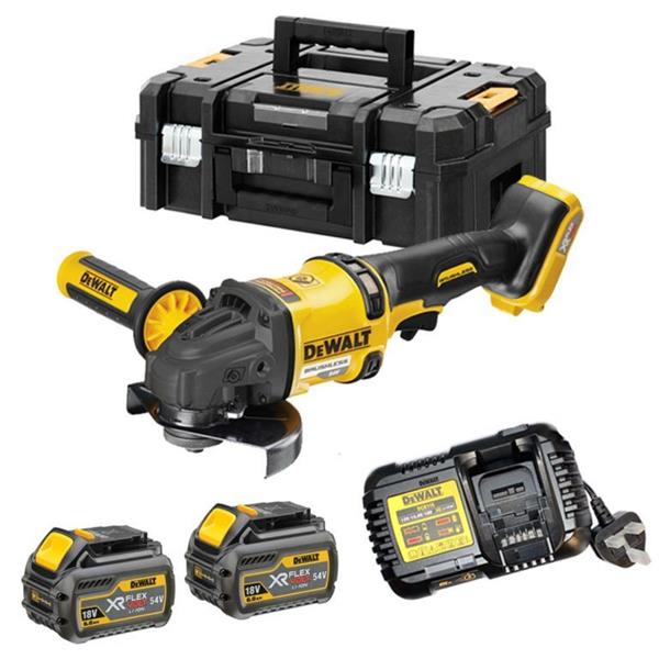 DewaltDCG418T2 54V XR FlexVolt 125mm Brushless Angle Grinder Kit (2x6Ah)
