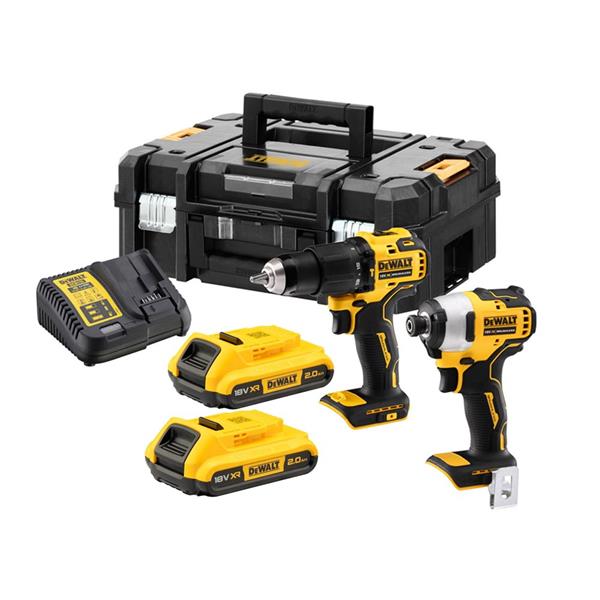 DewaltDCK2062D2T 18V XR Combi Drill and Impact Driver Kit (2x2Ah)