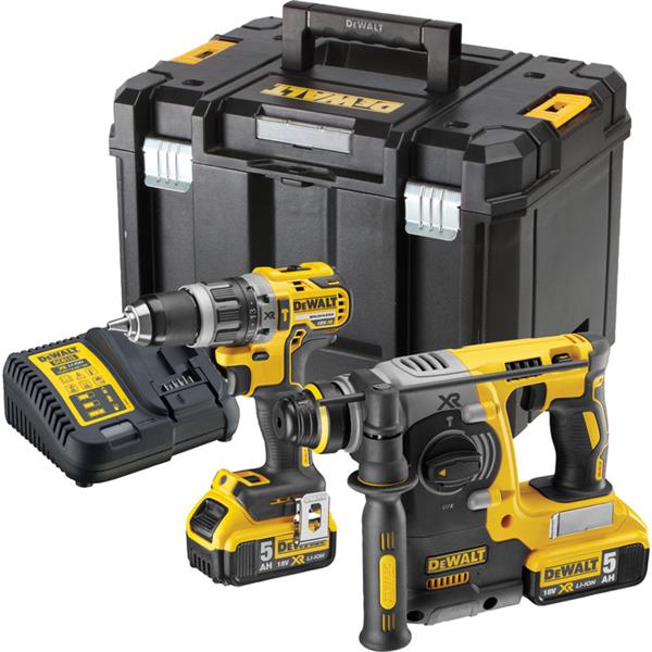 DewaltDCK207P2 XR 18V SDS+ Hammer Drill & Combi Drill Twin Pack (2x5Ah)