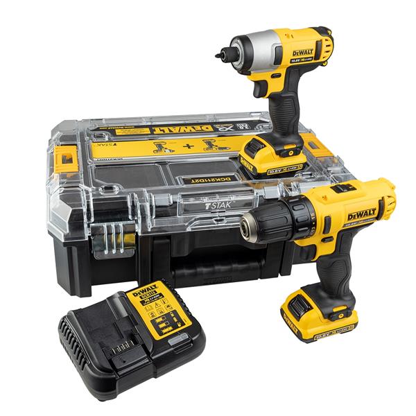 DewaltDCK211D2T 10.8v Drill Driver & Impact Driver Twin Kit (2x2Ah)