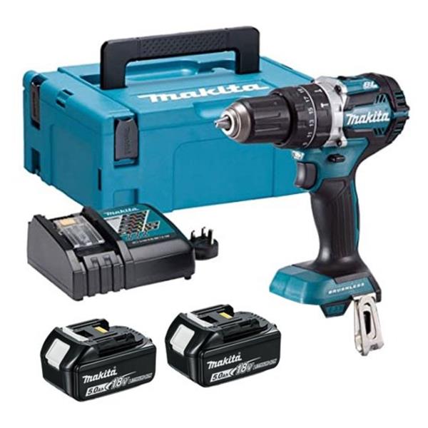 MakitaDHP484RTJ 18V LXT Brushless 2 Speed Combi Drill (2x5Ah)