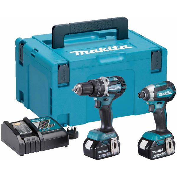 MakitaDLX2180TJ 18V LXT Combi Drill Impact Driver Twin Kit (2x5Ah)