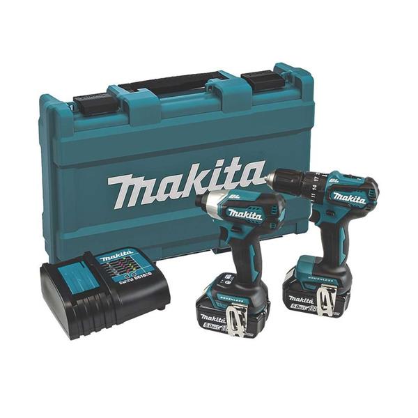 MakitaDLX2221ST 18V Brushless Twin Kit DHP483 Combi + DTD155 Impact Driver (2x5.0Ah)