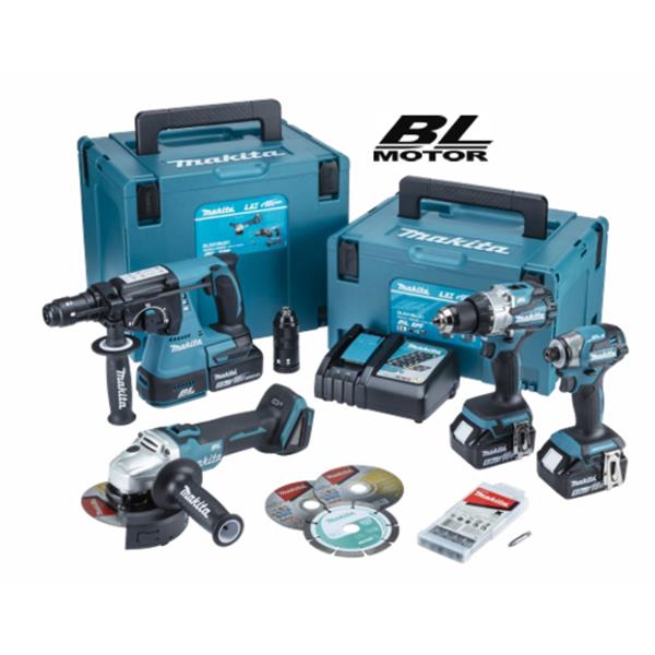MakitaDLX4195JX1 18V LXT 4 Piece Kit with 3 x 5.0Ah Batteries & MakPac Cases