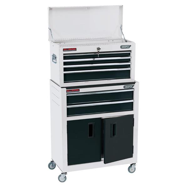 DraperCombination Roller Cabinet and Tool Chest, 6 Drawer, 24", White (19576)