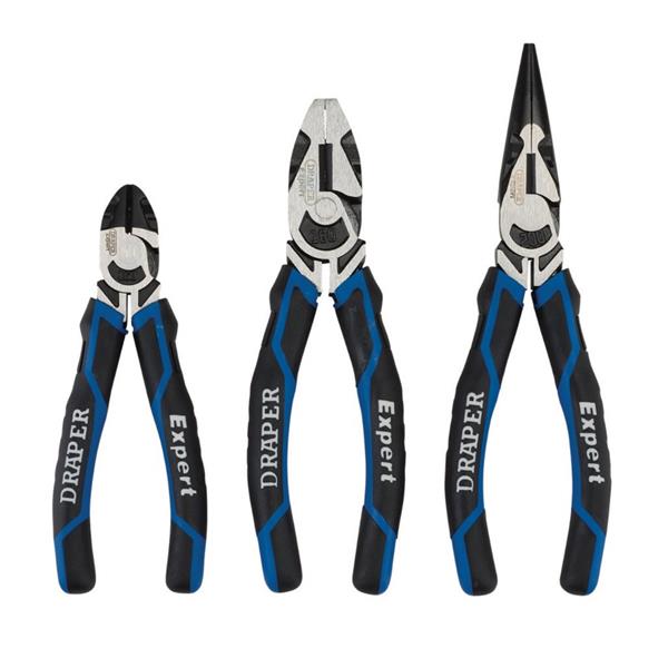 DraperExpert 3 Piece High Leverage Plier Set Blue 28033