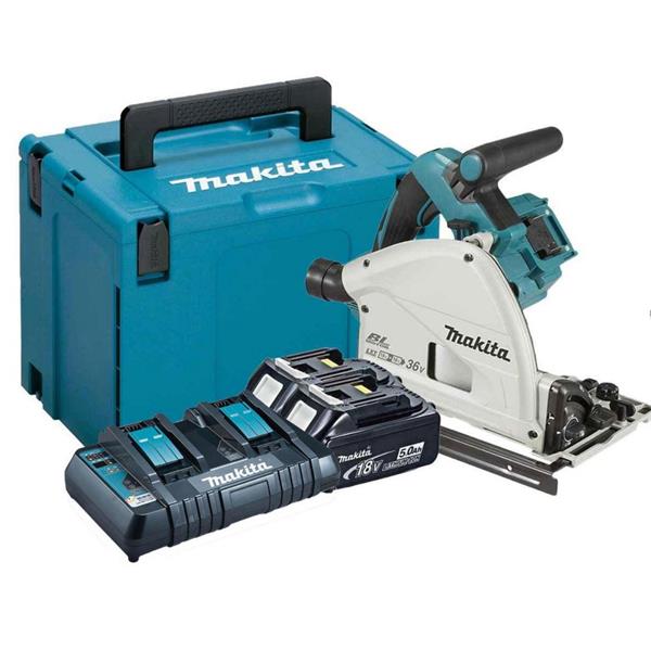 MakitaDSP600RTPJ Twin 18V Brushless Plunge Saw Kit (2x5Ah)