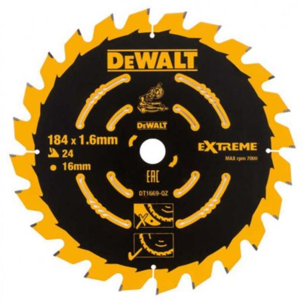 DewaltDT1669-QZ Coarse Saw Blade for Cordless Mitre Saws 184 x 16mm x 24T