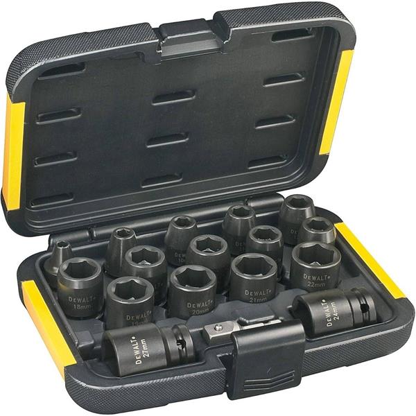 DewaltDT7506-QZ 17 Piece 1/2" Impact Socket Set with 1/4" Hex Adaptor