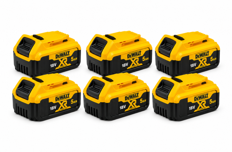 DeWalt DCB184 XR 18V 5Ah Batteries, Pack of 6
