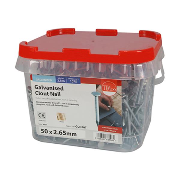 Timco2.65mm thick Clout Nail - Galvanised 2.5 KG