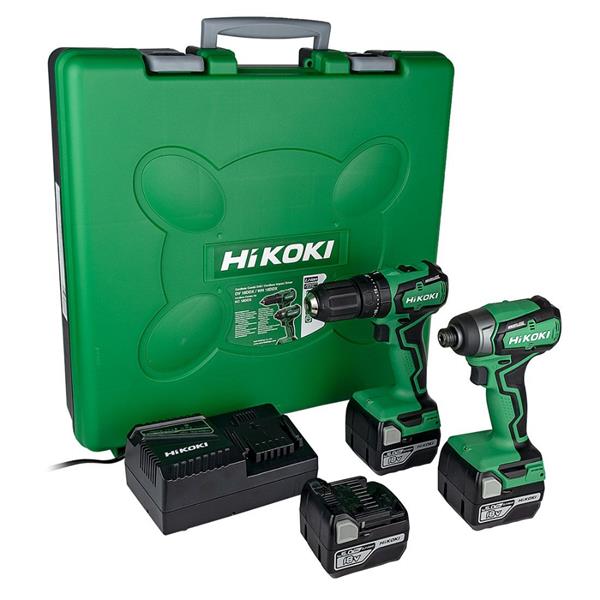 HikokiKC18DDX 18V Brushless Twin Kit DV18DD Combi Drill & WH18DD Impact Driver (3x5Ah)