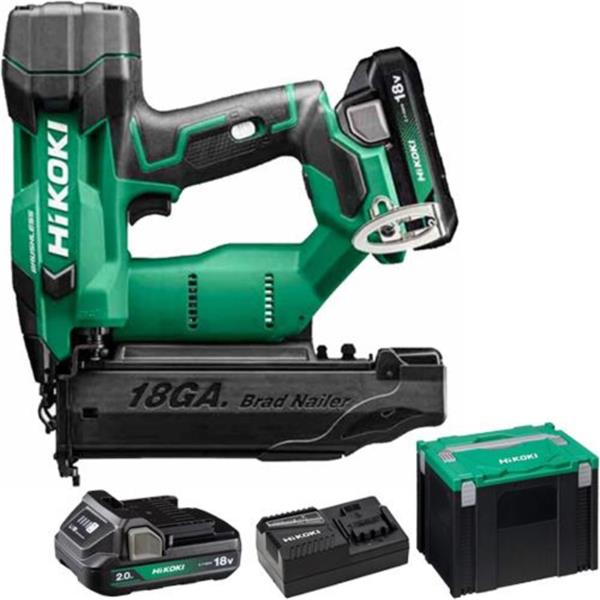 HikokiNT1850DFJXZ 18V Cordless 18 Gauge Brad Nailer (2x2Ah)