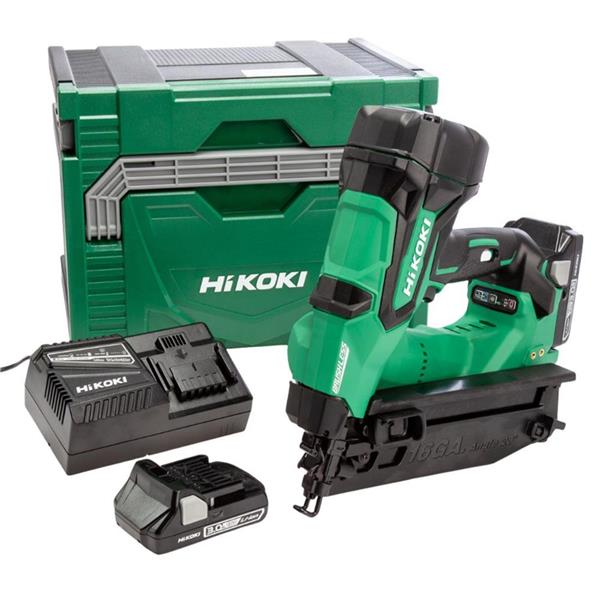 HikokiNT1865DMB-JXZ 18V 16GA Brushless Angled Finish Nailer (2x2.0Ah)