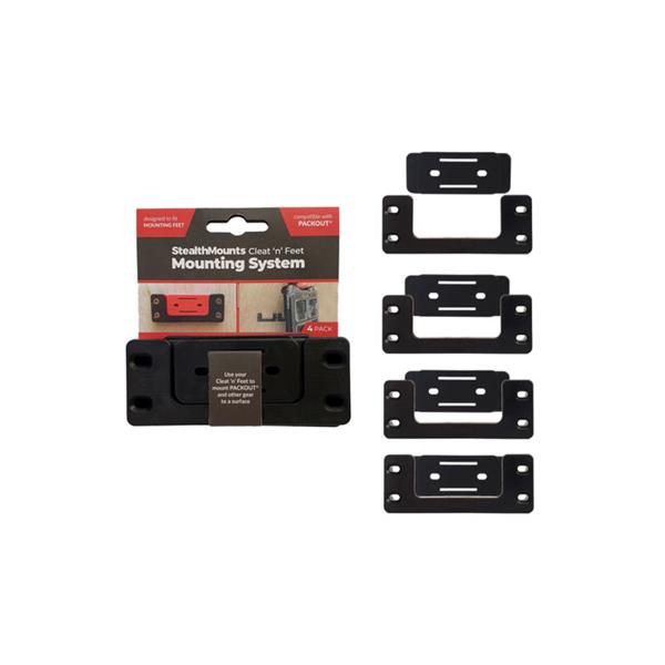 Stealth MountsCleat 'n' Feet Mounting System (4 Pack) OM-CLFT-BLK-4