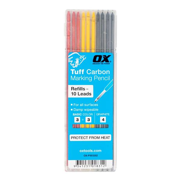 OX ToolsOX Tuff Carbon Refills Basic Colour & Graphite Lead - 10 Pack
