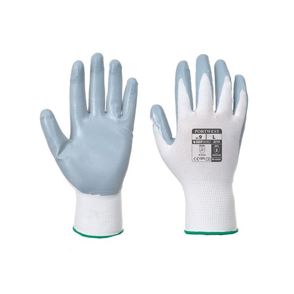 PortwestA319 - Flexo Grip Nitrile Glove - Grey/White