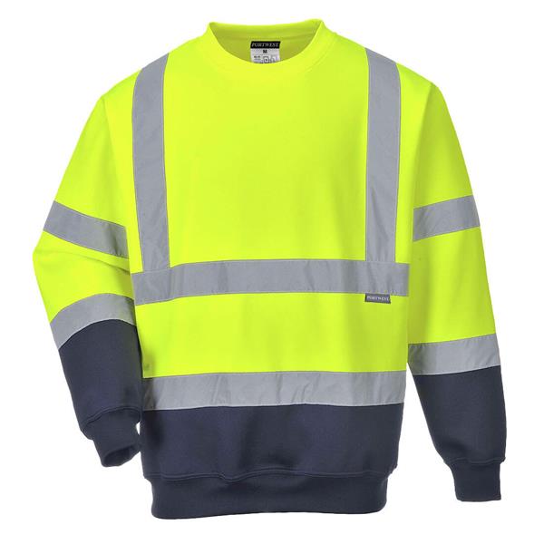 PortwestB306 - Two Tone Hi-Vis Sweatshirt - Yellow/Navy