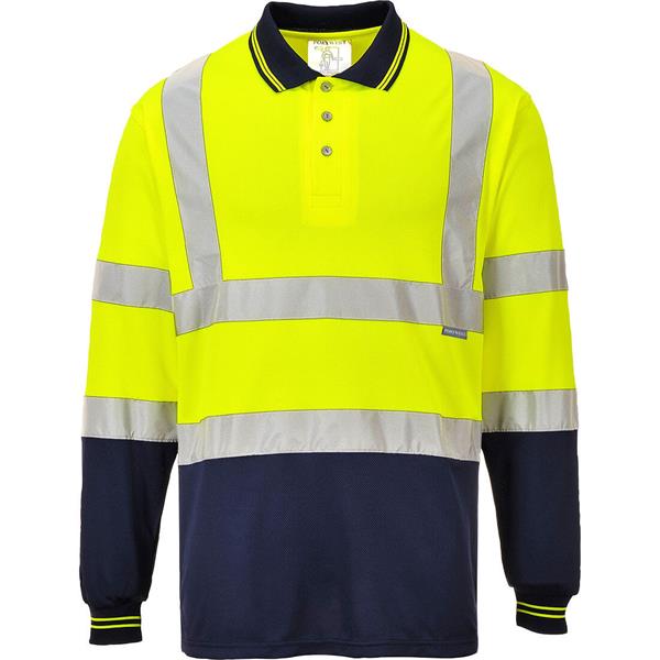 Portwest S279 - Two-Tone Long Sleeved Polo - Yellow/Navy
