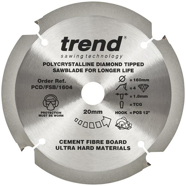 TrendFibreboard sawblade PCD 160mm x 4T x 20mm PCD/FSB/1604