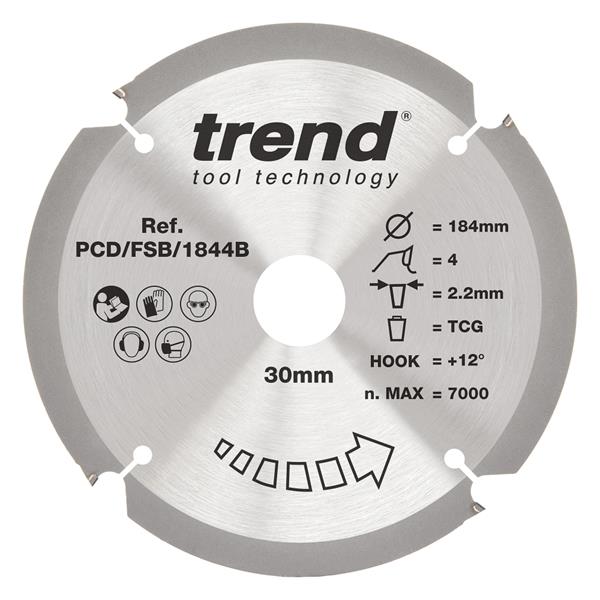 TrendPCD/FSB/1844B Fibre Cement Circular Saw Blade 184mm X 30mm X 4T Coarse Finish