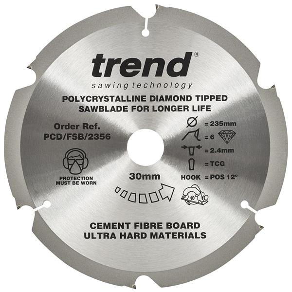 TrendFibreboard sawblade PCD 235mm x 6T x 30mm PCD/FSB/2356