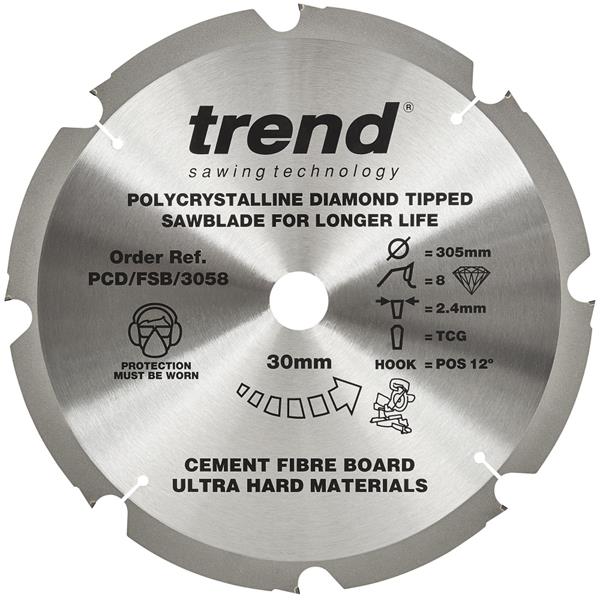 TrendFibreboard sawblade PCD 305mm x 8T x 30mm PCD/FSB/3058