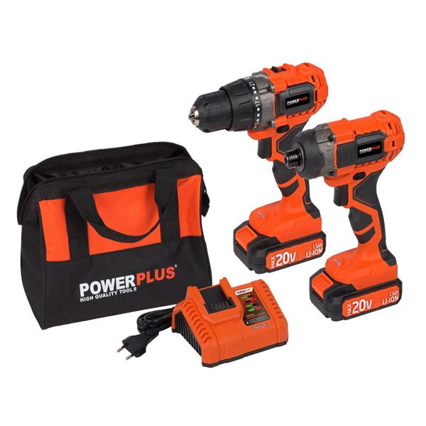 Powerplus20v Drill & Impact Driver Twin Kit (2 x 2ah)