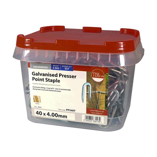 Timco40 x 4.00 Presser Point Staple - Galv 2.5 KG
