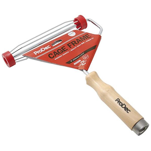 ProDec9in X 1.5in Wood Handle Cage Roller Screwfit