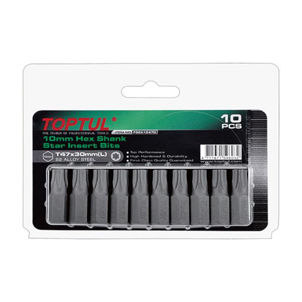Toptul10pce 25mm Screwdriver Bit Set (Torx T10-T40)