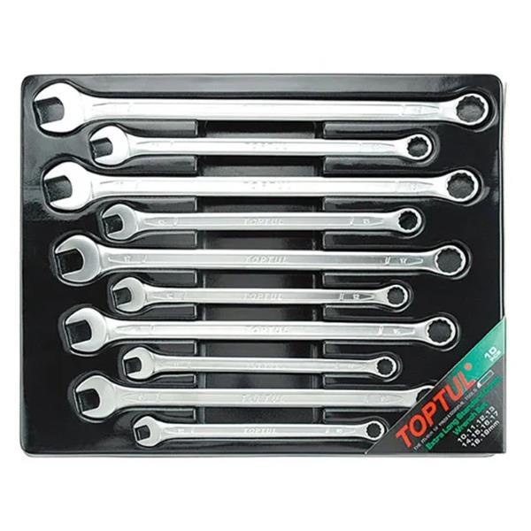 Toptul10pc XL Combination Spanner Set Tray 10-19mm