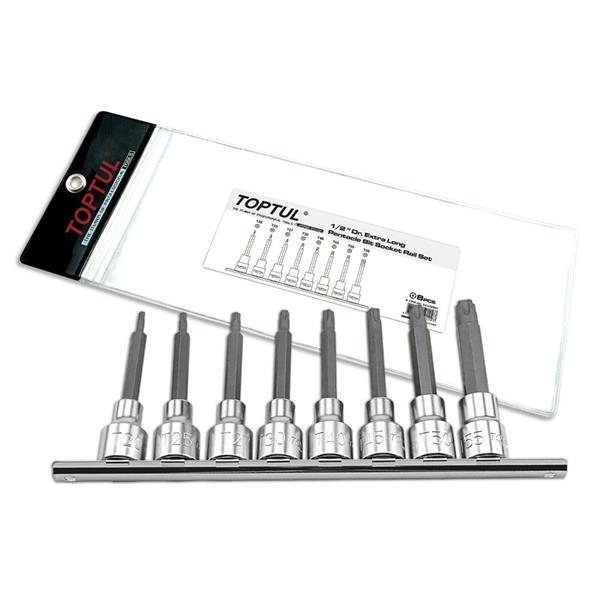 Toptul8PCS 1/2"Dr Long Pentacle Bit Socket Rail Set