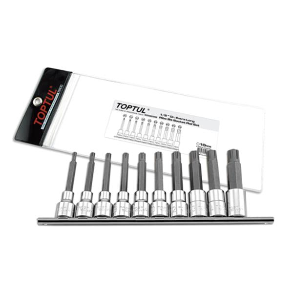 Toptul10PCS 1/2"DR Long Ribe Bit Socket Rail Set