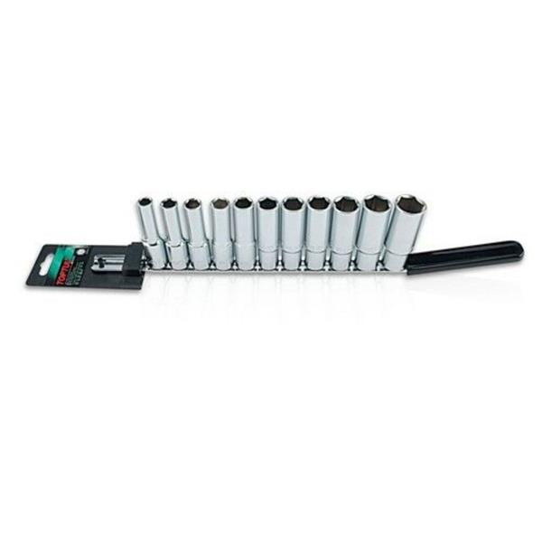 Toptul1/2" Dr 6PT Deep Socket Rail Set Metric 11pce