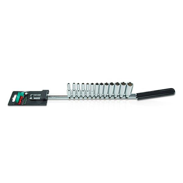 Toptul1/4" Dr 6PT Deep Socket Rail Set Metric 13pce