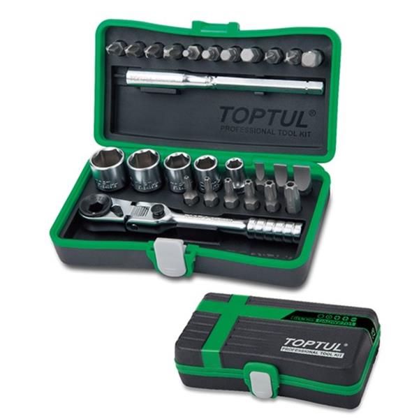 Toptul1/4" Dr. Mini Ratchet Socket & Bit Set 27pcs