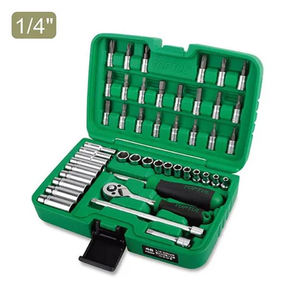 Toptul1/4"Dr Socket & Bit Set deep/reg 46Pc metric