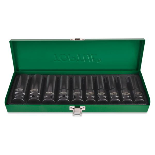 Toptul1/2"Dr Deep impact socket set 10Pc 10-24mm